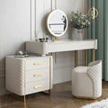 ISAK Wide Vanity with Mirror Vanity | Wooden dressing table design with stool |Vanity Table |  Retractable Makeup with LED Mirror and 5 Spacious Drawers | Vanity Desk with Cabinet | Dressing Table for Bedroom Essential