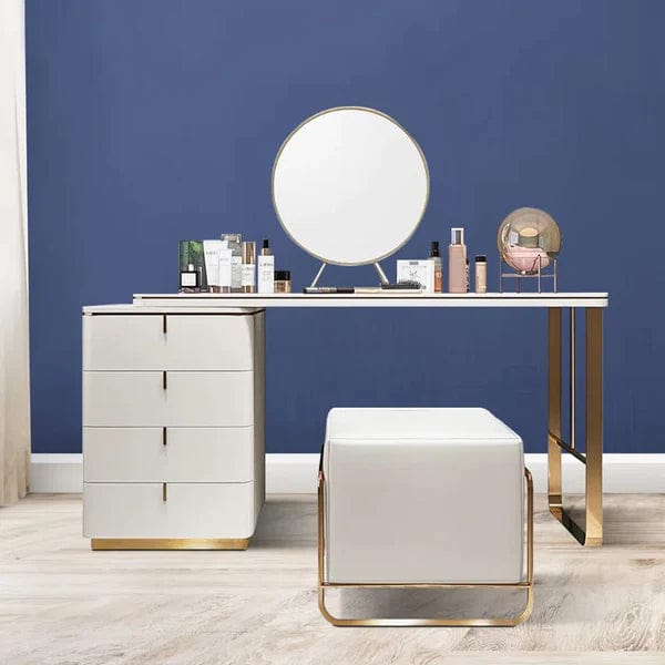 Lea Wide Vanity with Mirror Vanity wooden dressing table design with stool