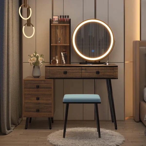 Jade Vanity dressing table design with light with stool