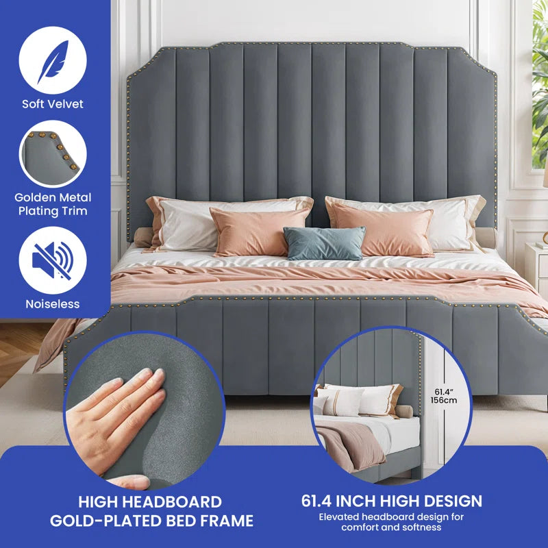 Denysse Upholstered Scalloped Bed