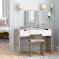 Semiocthome Farmhouse Makeup Vanity with Sliding Mirror and White Vanity Table  and Side Cabinet Girls Vanity Set for Bedroom