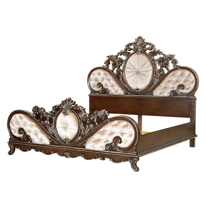 Devany Upholstered Bed in Cream and Cherry