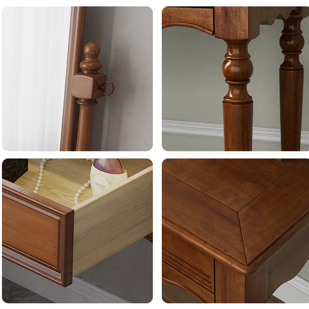 Buy the Premium Rubberwood Vintage Vanity Table with Detachable Mirror & Spacious Storage at OUCHCART – top quality at a heavy discount! Shop now.