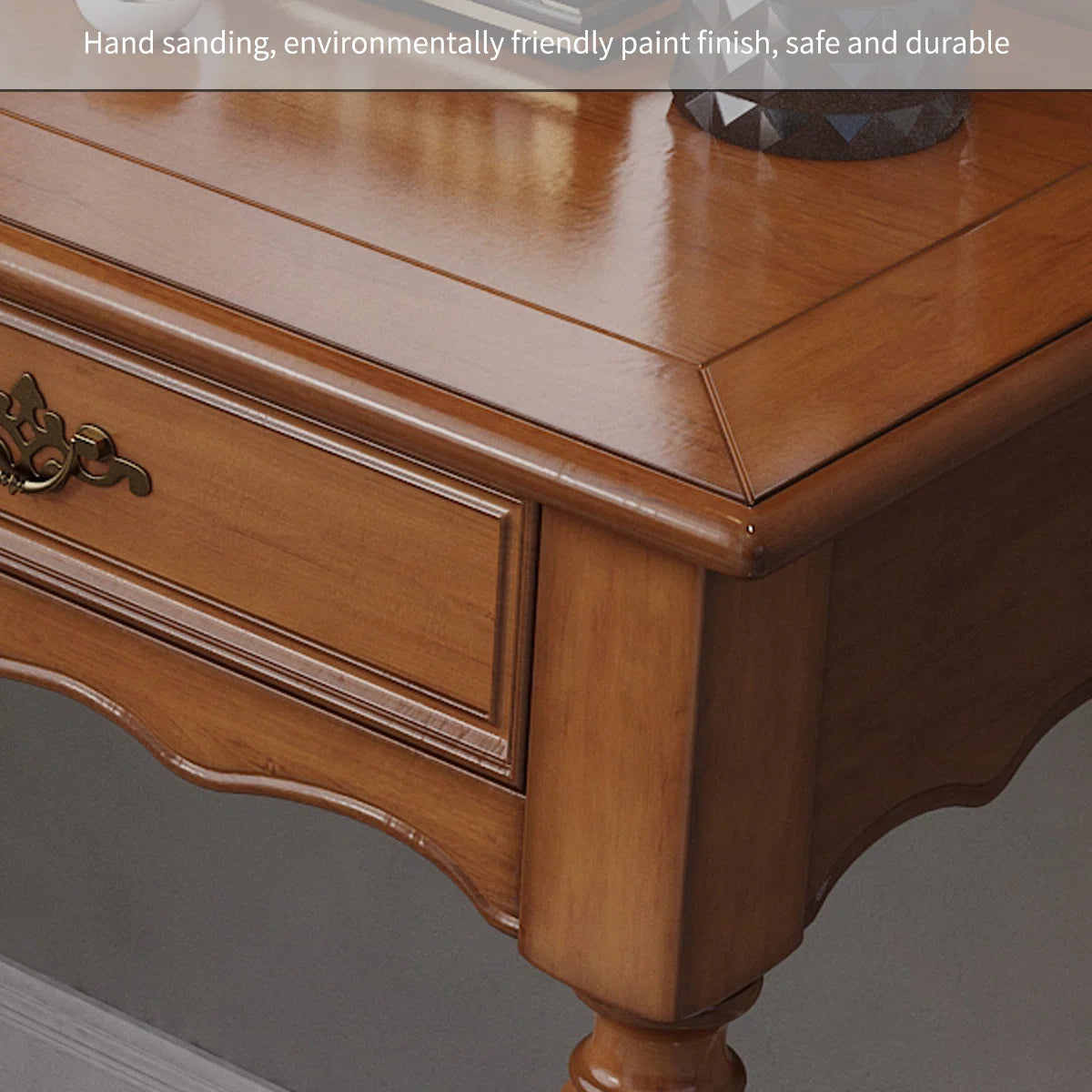 Premium Rubberwood Vintage Vanity Table with Detachable Mirror & Spacious Storage