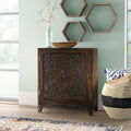 Dix Solid Wood Carved Detail Accent Cabinet