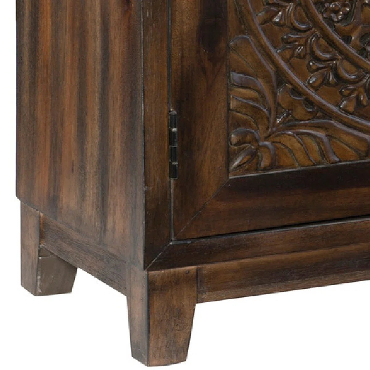 Dix Solid Wood Carved Detail Accent Cabinet