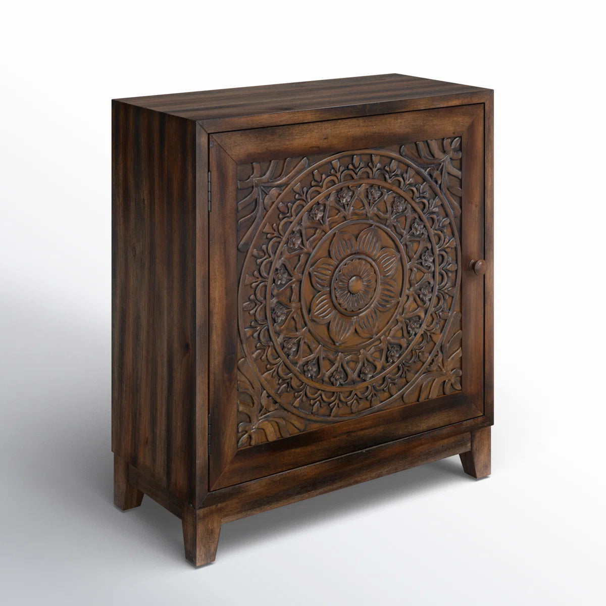Dix Solid Wood Carved Detail Accent Cabinet
