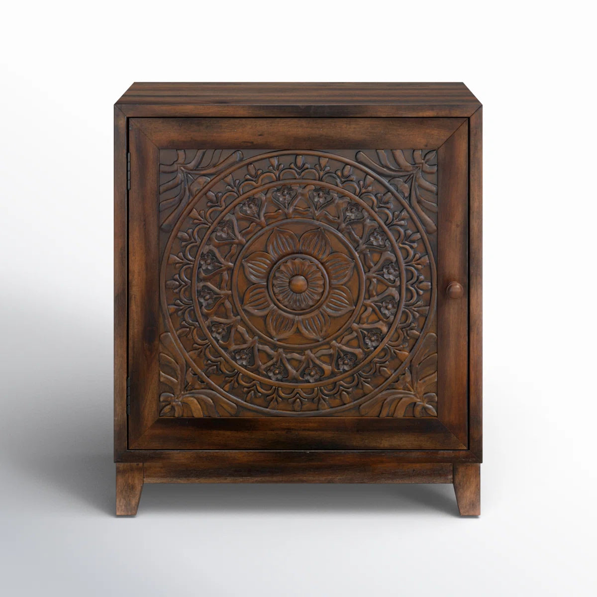 Dix Solid Wood Carved Detail Accent Cabinet