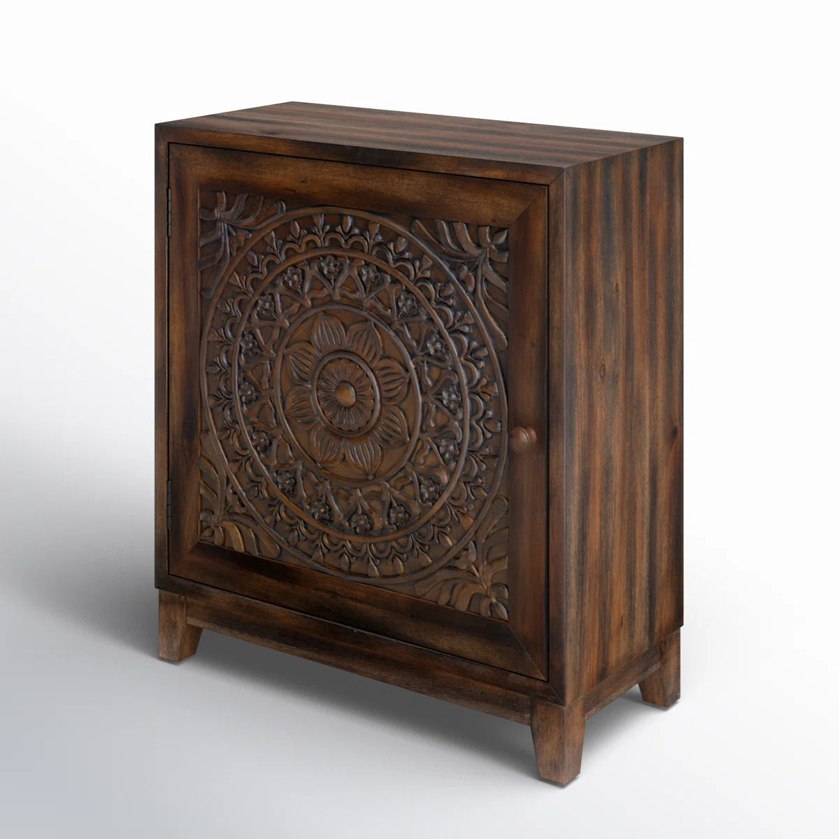 Dix Solid Wood Carved Detail Accent Cabinet