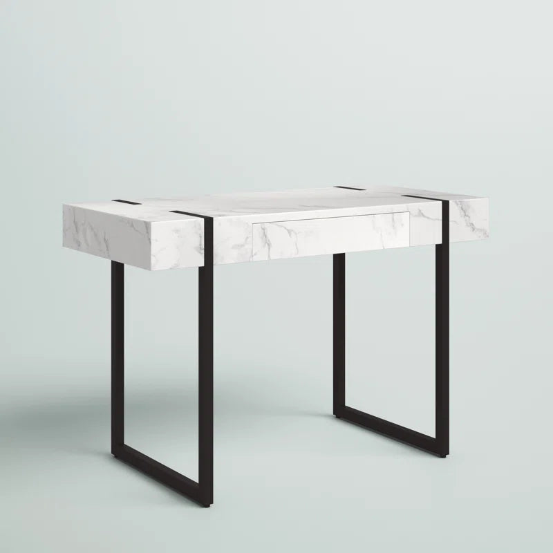Marble Look Top Metal Base Writing Desk
