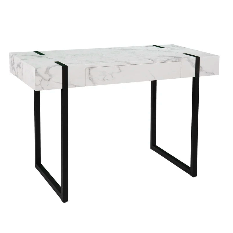 Marble Look Top Metal Base Writing Desk