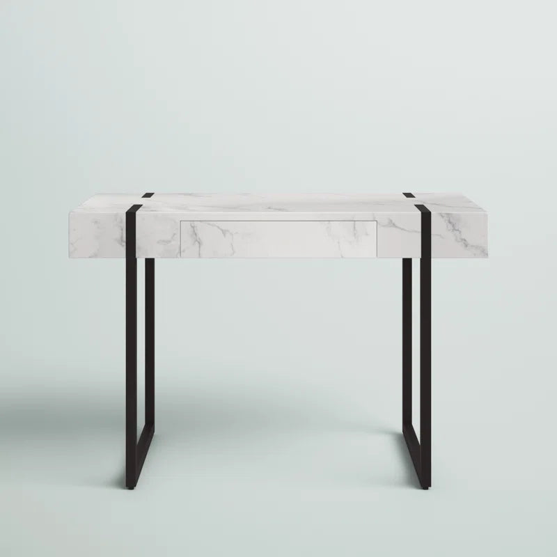 Marble Look Top Metal Base Writing Desk