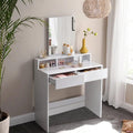 Makeup Vanity with Large Mirror, Vanity Desk with 2 Drawers Vanity Set Dressing Table for Women Girls (White)