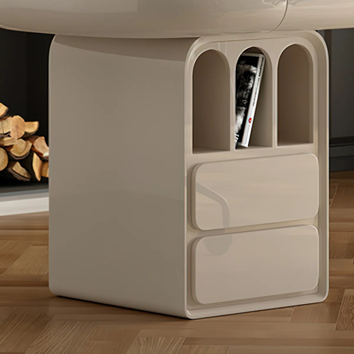 Modern Executive Desk with Reversible Storage Cabinet & Drawer | Off-White Home Office Computer Table