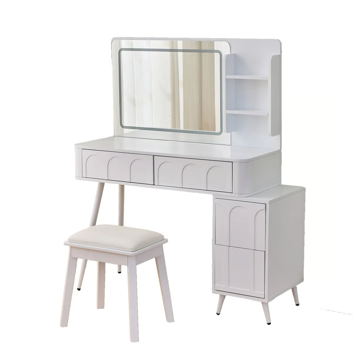 Dufault 45.5" Vanity Desk Set – Modern Makeup Table with Mirror and Stool