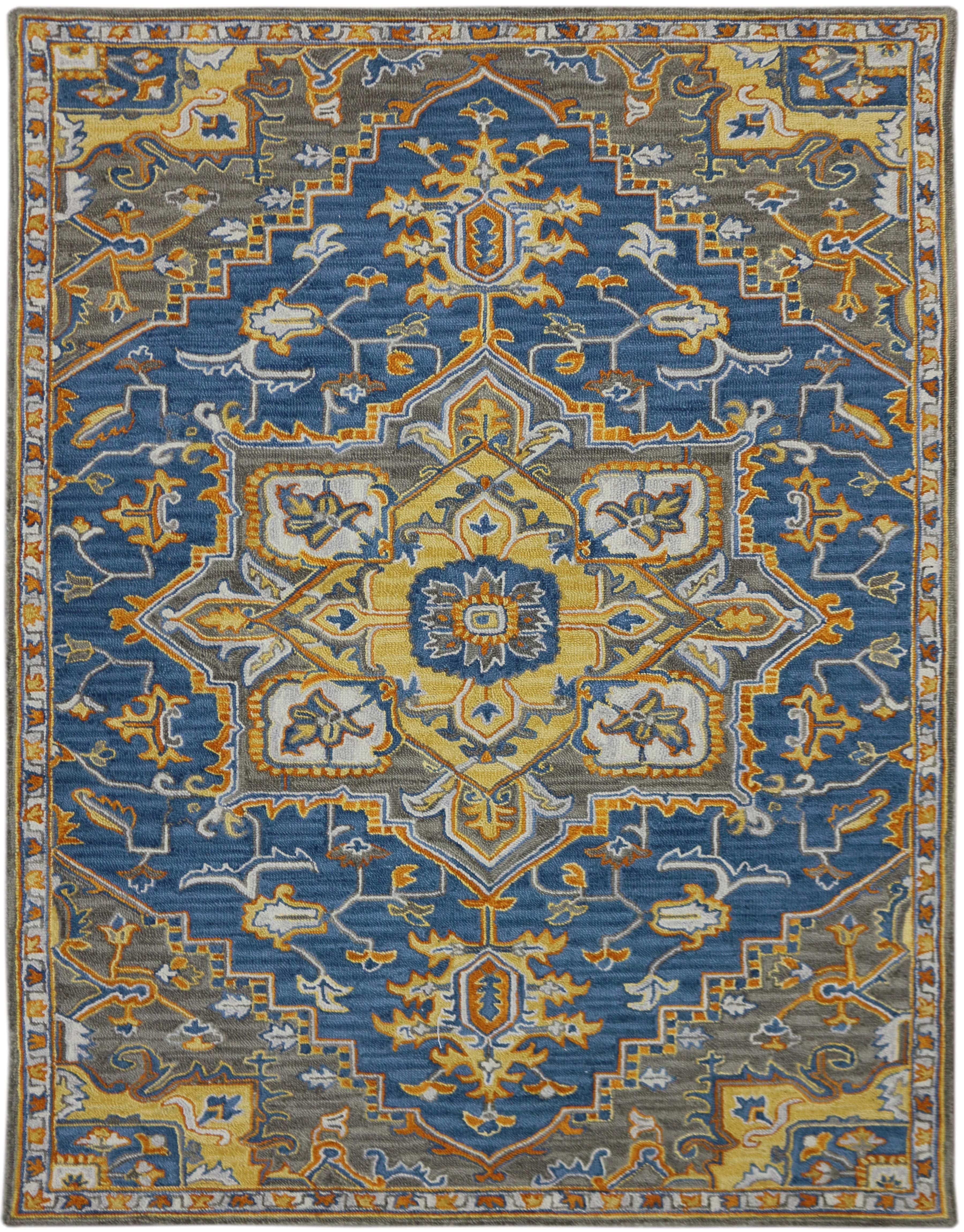 PASTEL BLUE Wool Boho 5X8 Feet  Hand-Tufted Carpet - Rug