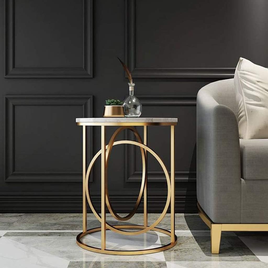 Escobar Double Ring Sofa Side Table for Living Room