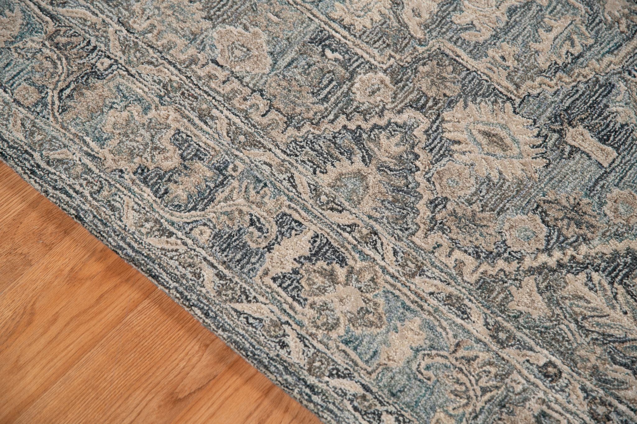 Steel Blue Wool & Viscose Vestige 8X10 Feet  Hand-Tufted Carpet - Rug