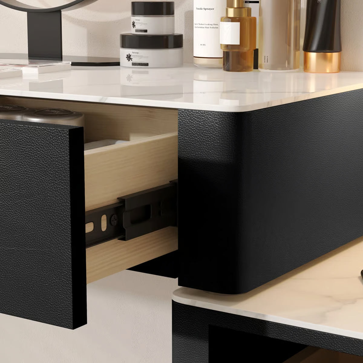 Solid Wood Makeup Vanity Desk –Edorta  55.12'' & Stool