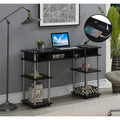 No Tools Computer Desk with Built-In Outlets