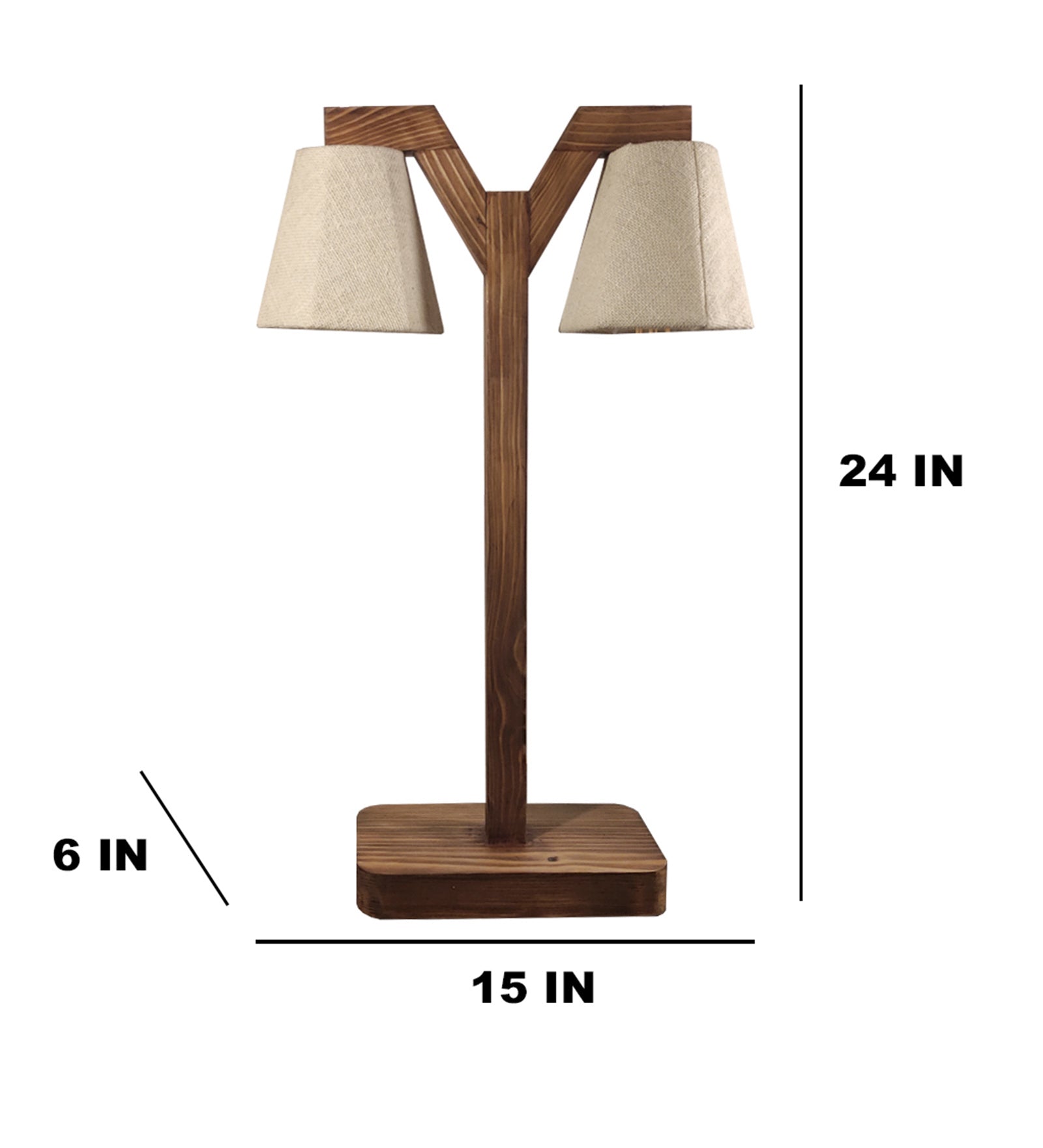 Elania Wooden Table Lamp with Brown Base and Premium White Fabric Lampshade (BULB NOT INCLUDED)