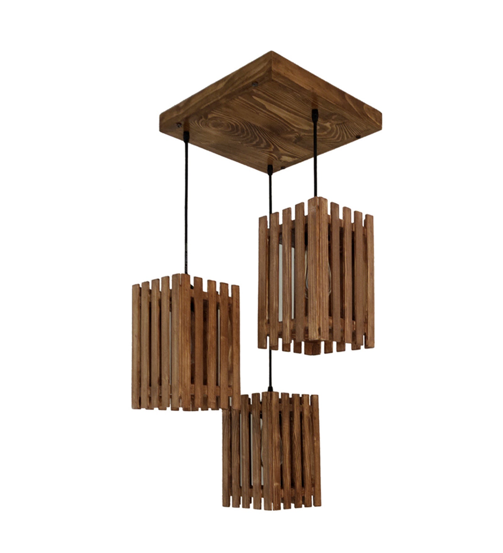 Elegant Brown Wooden Cluster Hanging Lamp (BULB NOT INCLUDED)