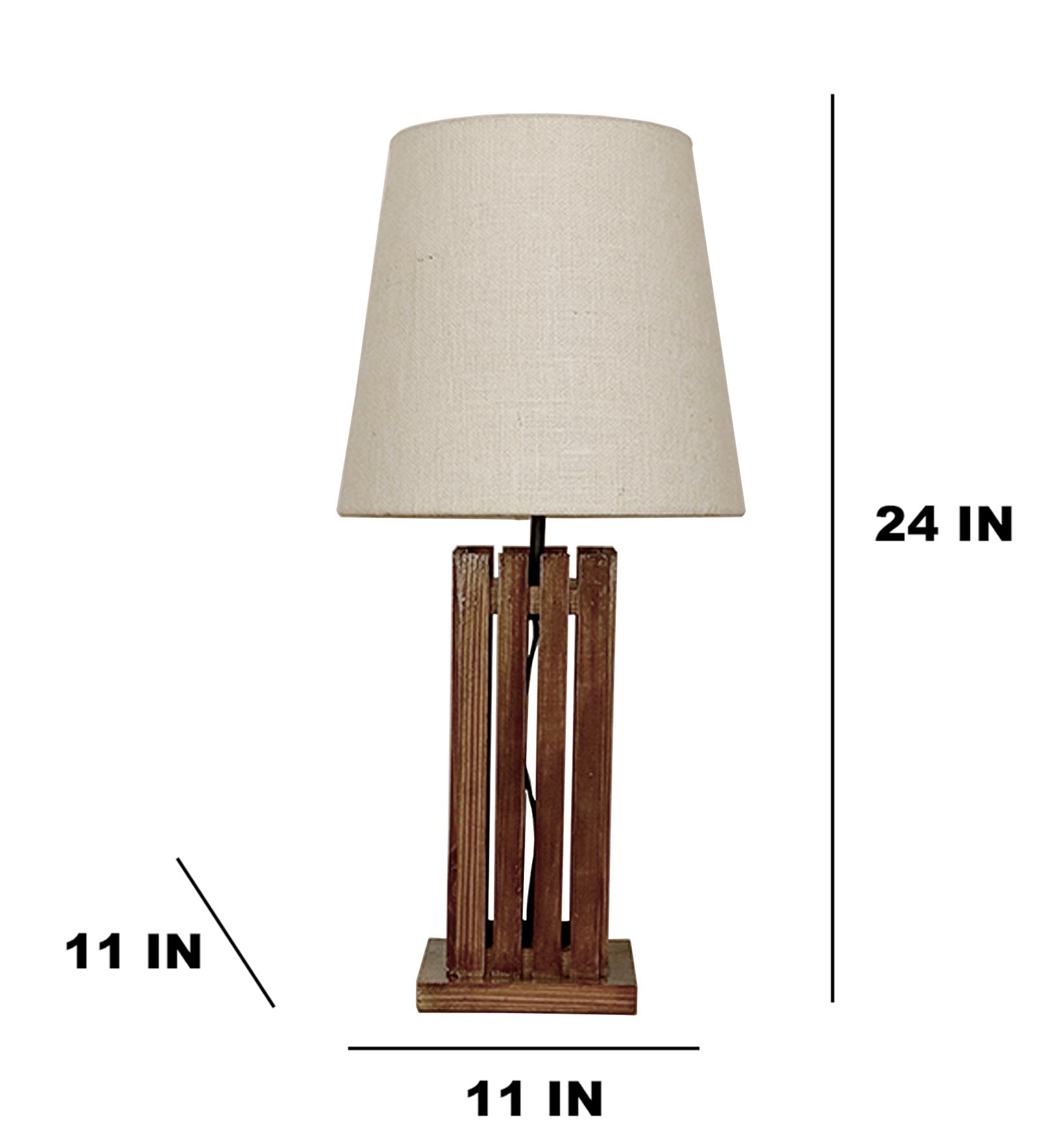 Elegant Brown Wooden Table Lamp with Black Fabric Lampshade (BULB NOT INCLUDED)