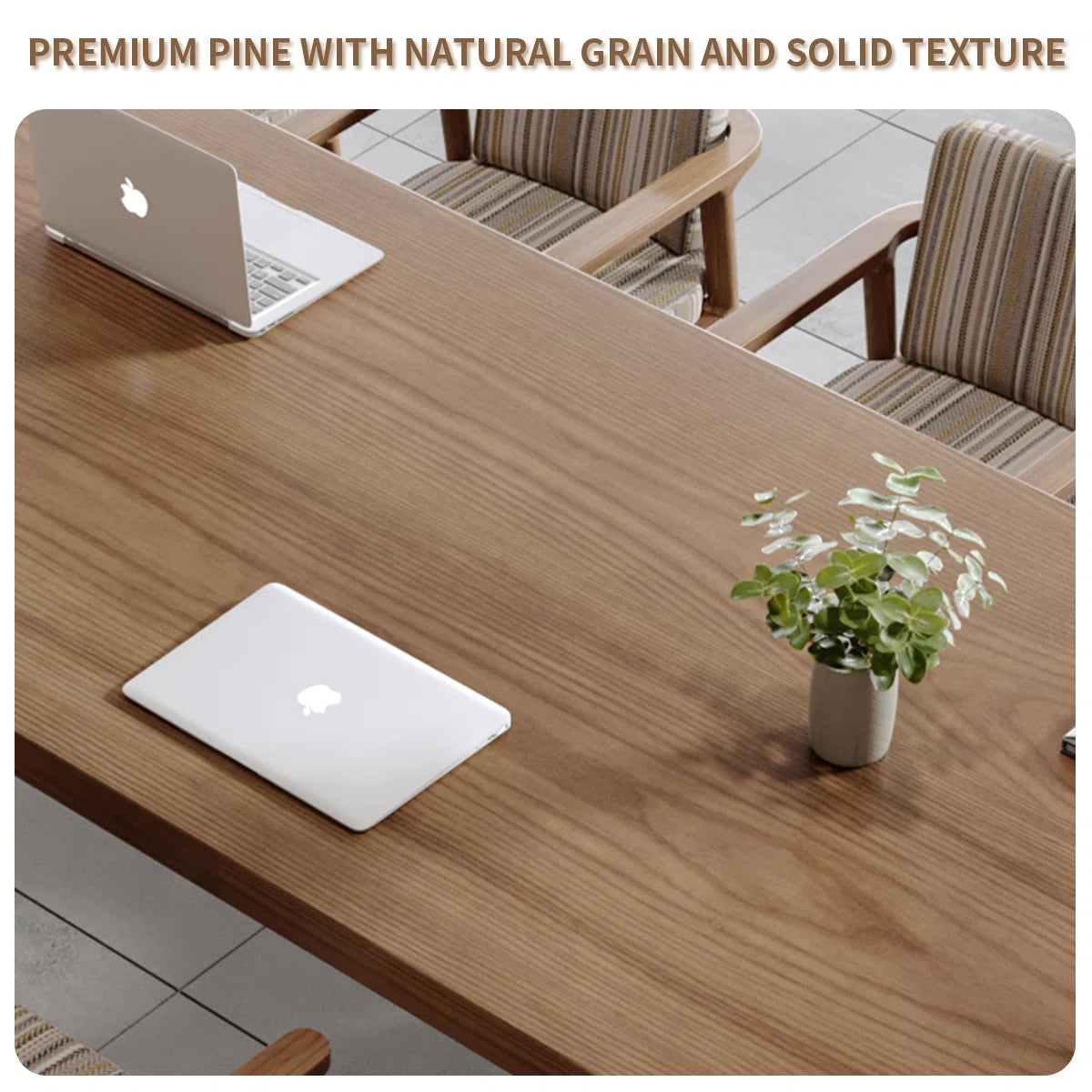 Elegant Brown Oval Solid Pine Conference Table-OUCH CART 