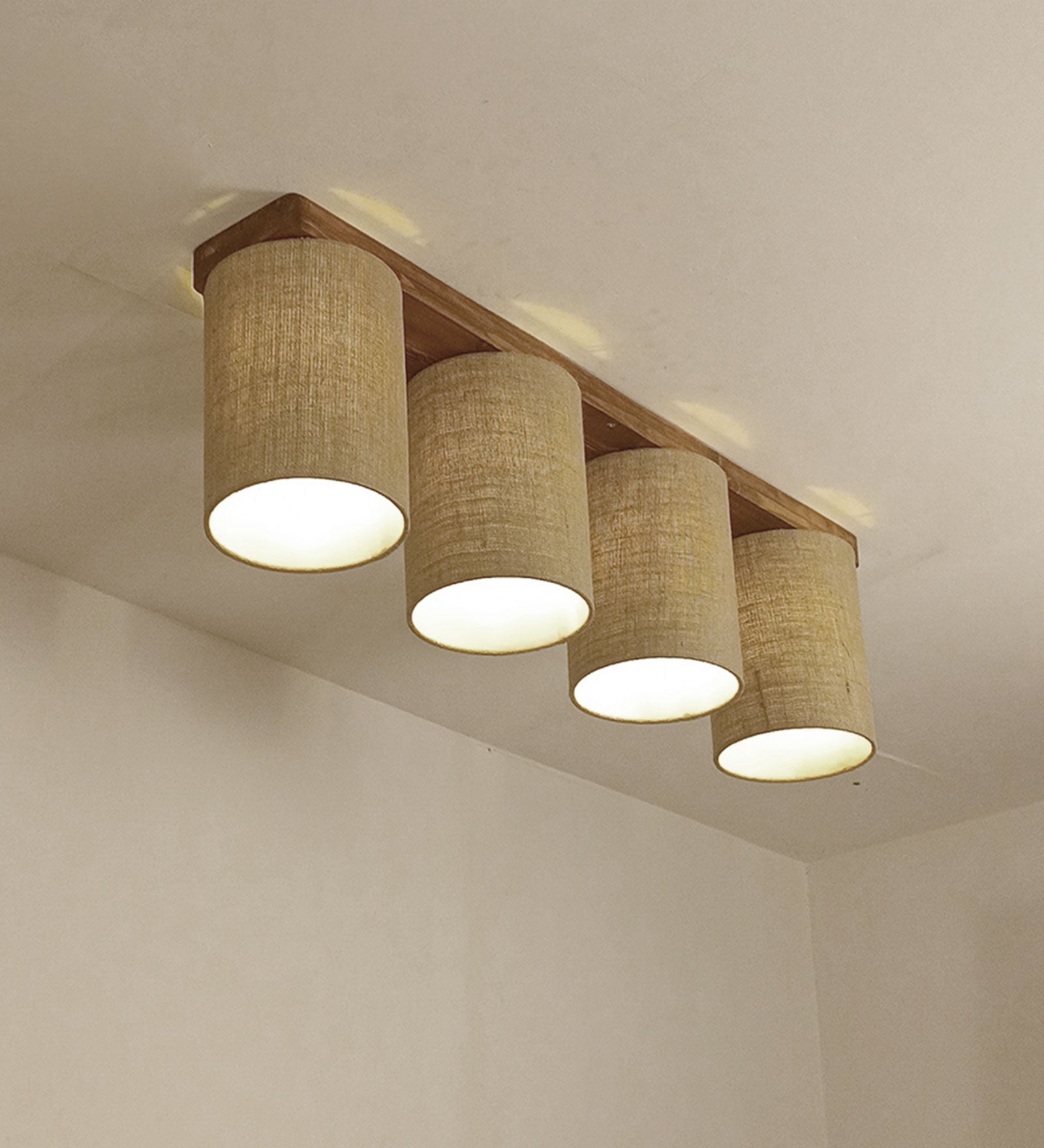 Hexagon Brown Wooden 4 Series Ceiling Lamp (BULB NOT INCLUDED)