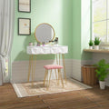 Armocity Vanity Desk with Mirror, Makeup Vanity with Stool, Vanity Table Set, Modern Dressing Table with 2 Storage Drawers for Bedroom, White
