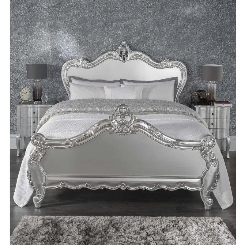 Crushed velvet silver antique deals french style bed