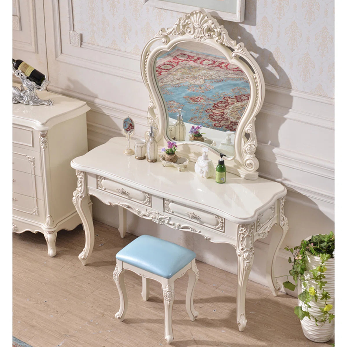 European-Style Luxury Oak Makeup Vanities-OUCHCART | Dresing table