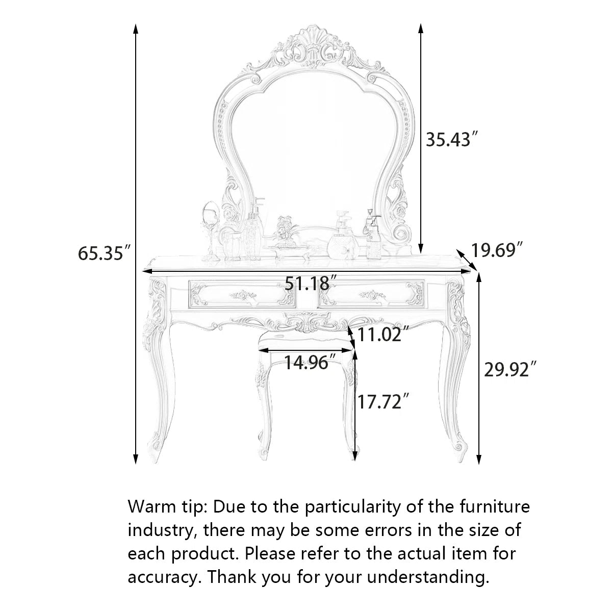 European-Style Luxury Oak Makeup Vanities-OUCHCART | Dresing table