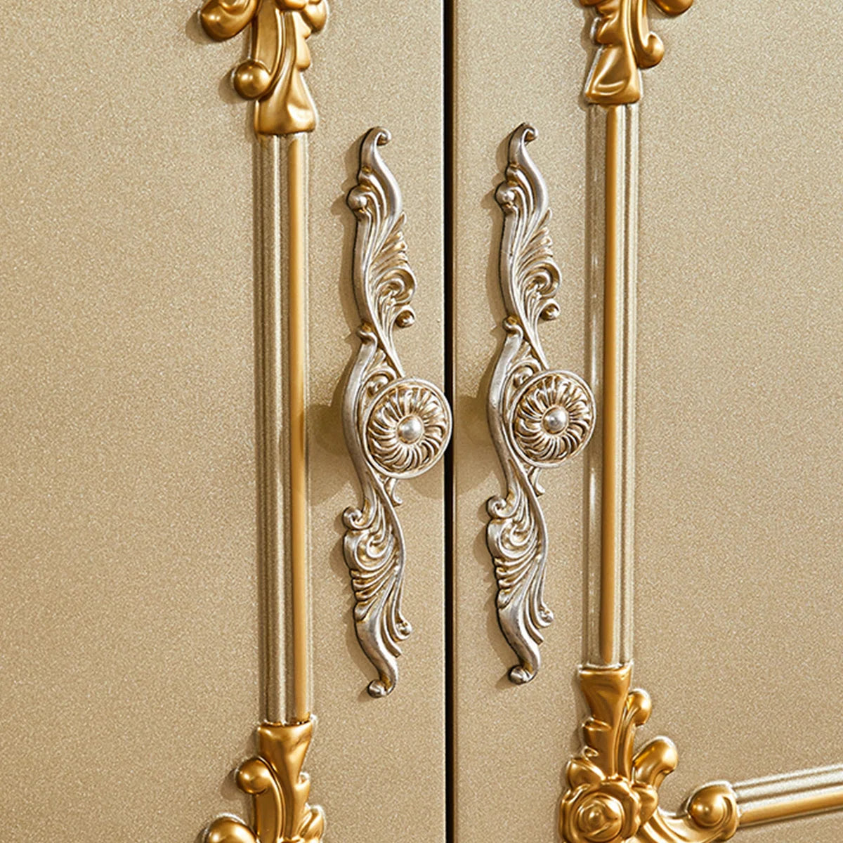 European Style Solid Wood Carved Storage Cabinet