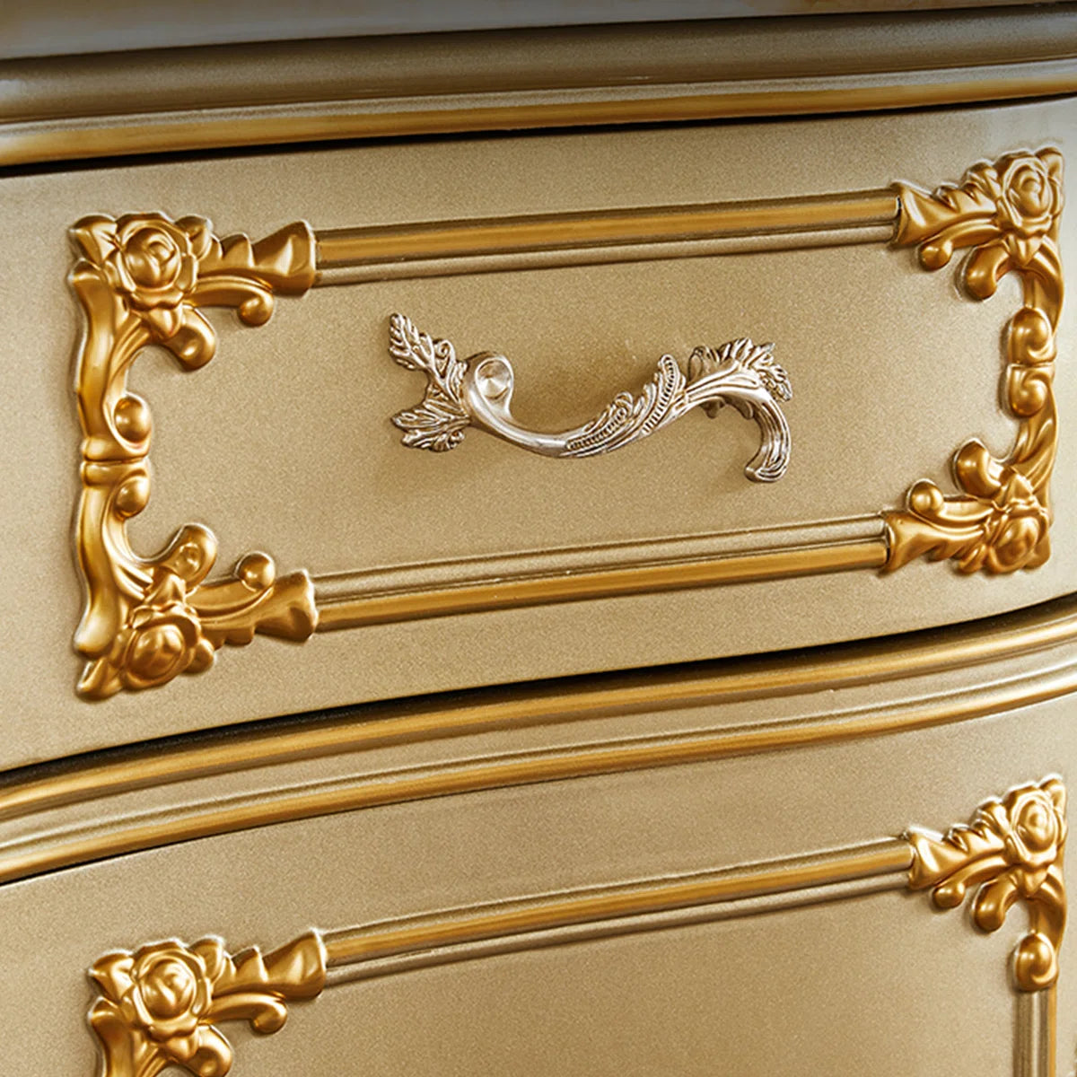 European Style Solid Wood Carved Storage Cabinet