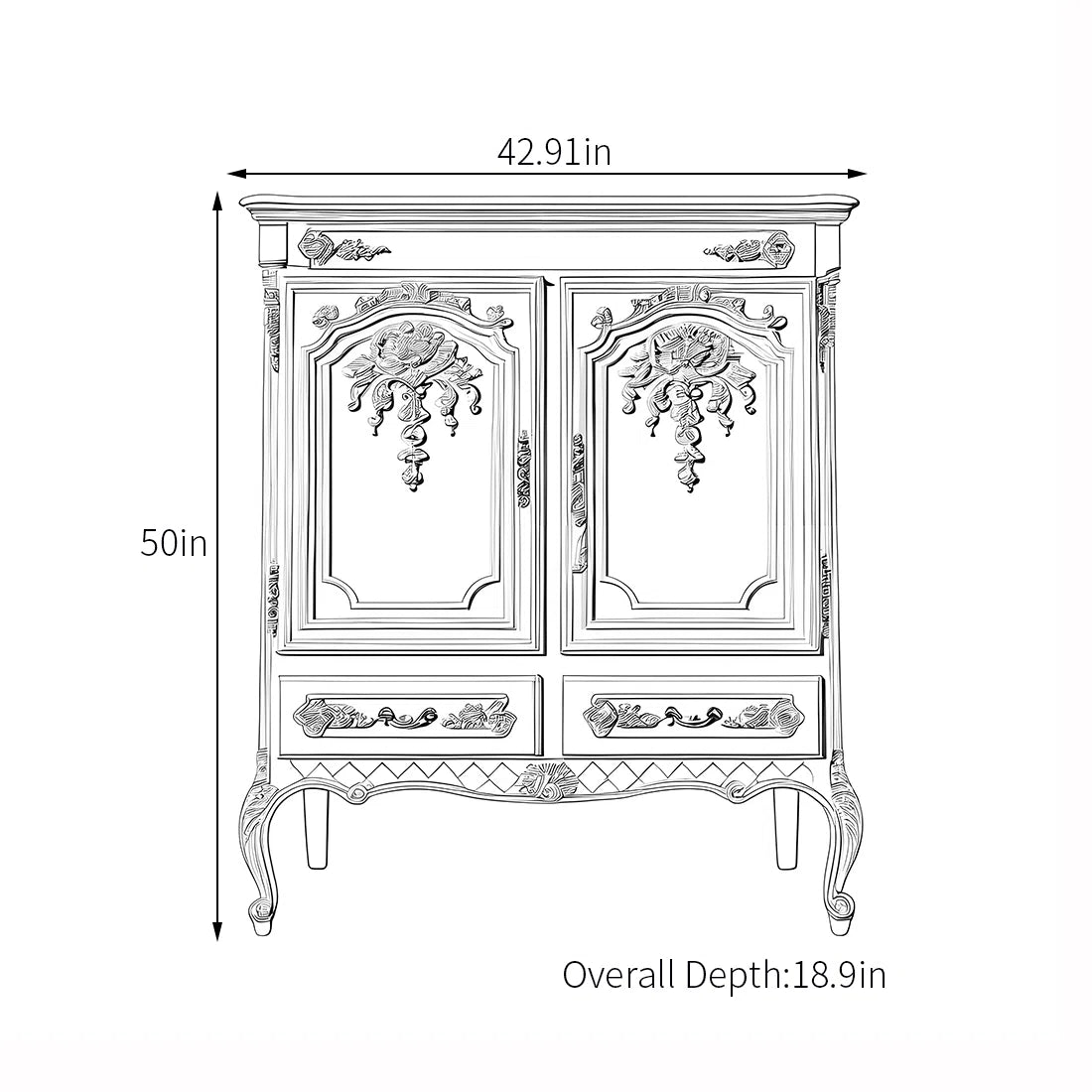 European style carved storage accent cabinet - OUCHCART | Cabinet