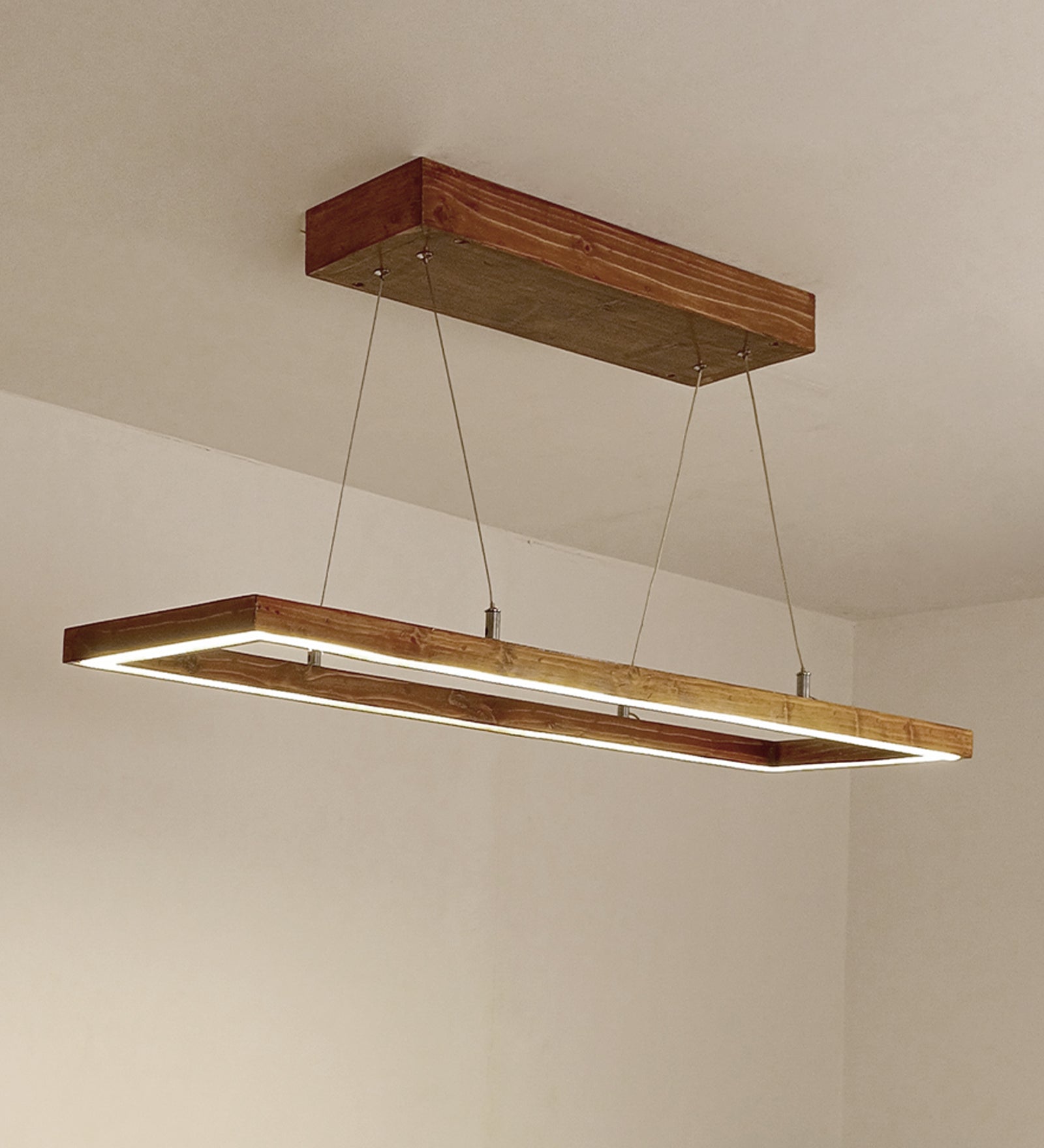 Flora 48 Baton Brown Wooden LED Hanging Lamp