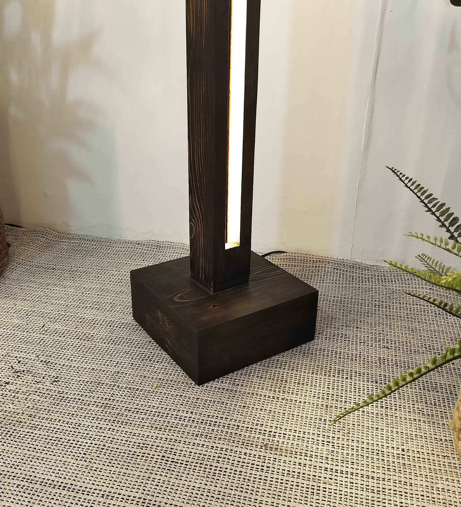 Excalibur LED Wooden Floor Lamp With Brown Base (BULB NOT INCLUDED)