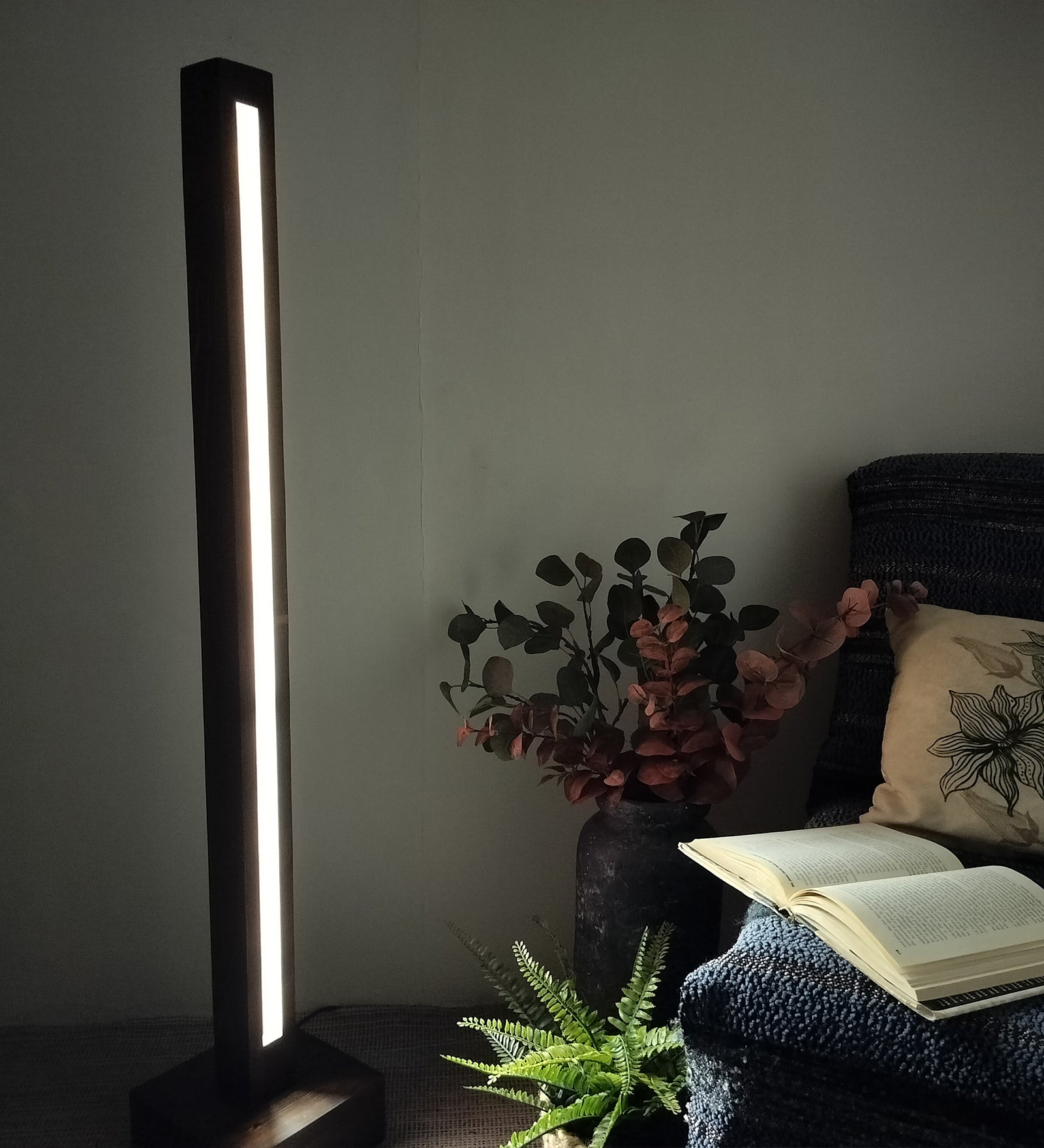 Excalibur LED Wooden Floor Lamp With Brown Base (BULB NOT INCLUDED)