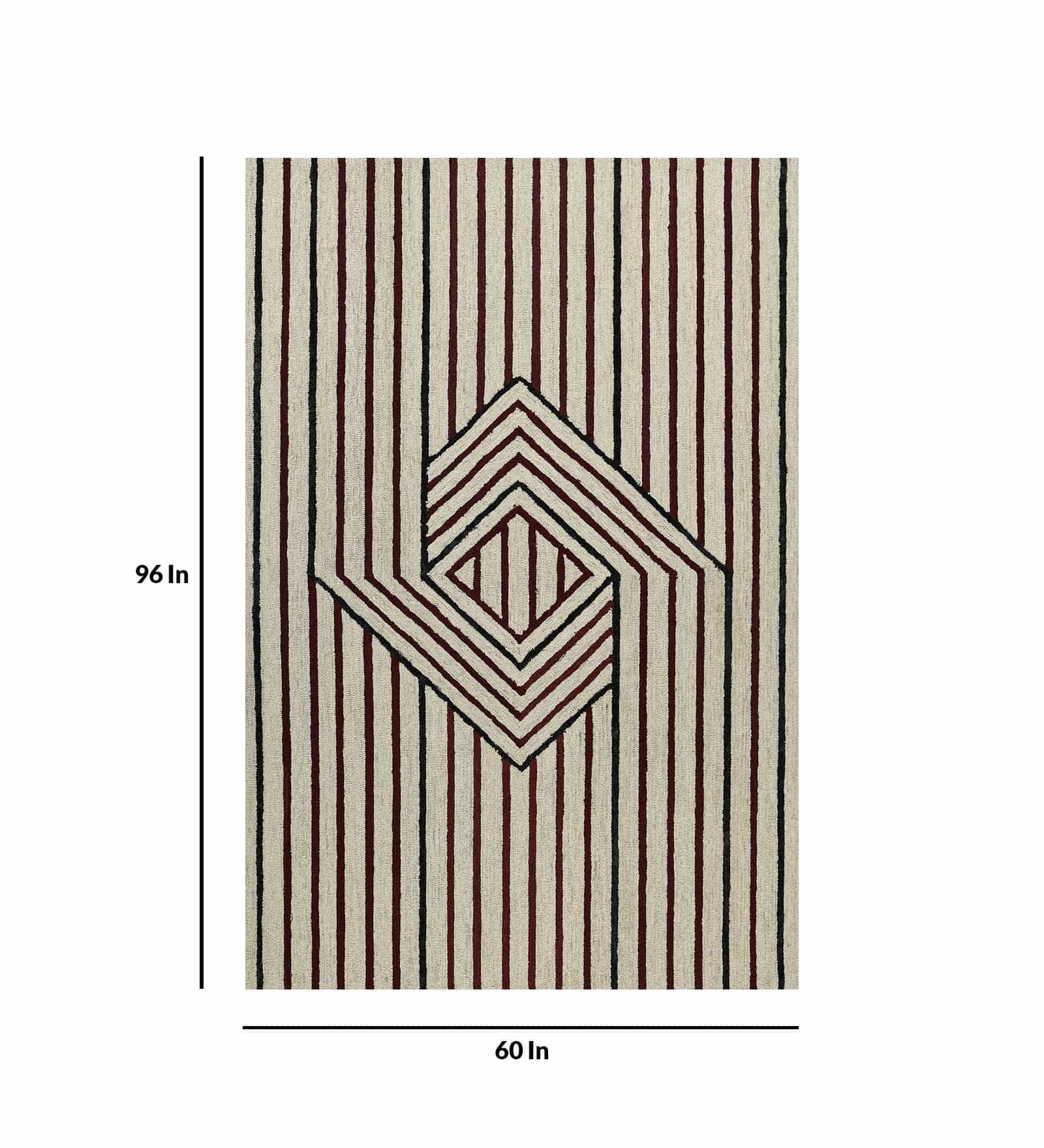 IVORY Wool & Viscose Canyan 5x8 Feet  Hand-Tufted Carpet - Rug