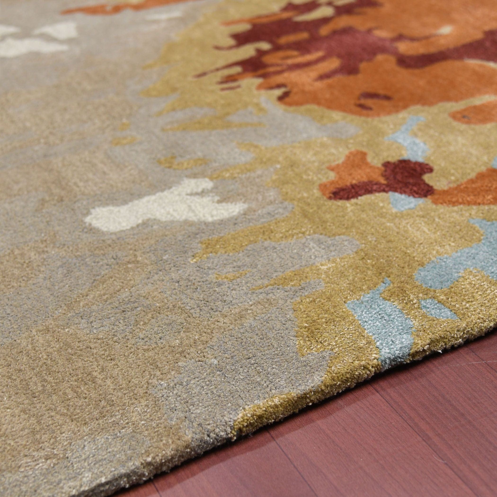 Orange Wool & Viscose Dream Scape 5x8 Feet Hand-Tufted Carpet - Rug