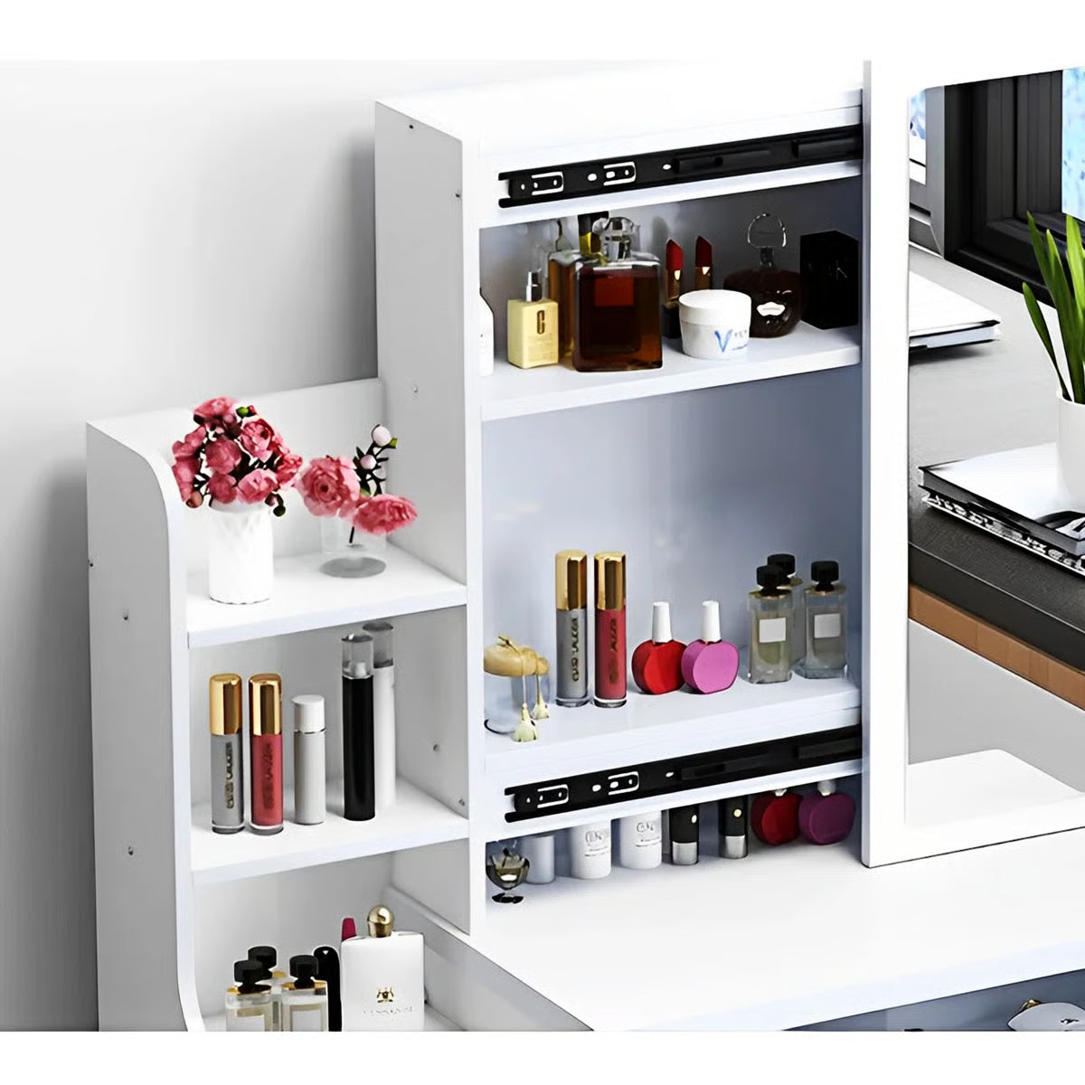 Fashion LED Vanity Desk – Makeup Table with Mirror and Chair for Bedroom