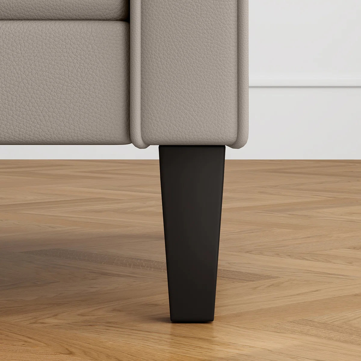 Modern 3-Seater Faux Leather Sofa with Curved Arms & Solid Wood Legs