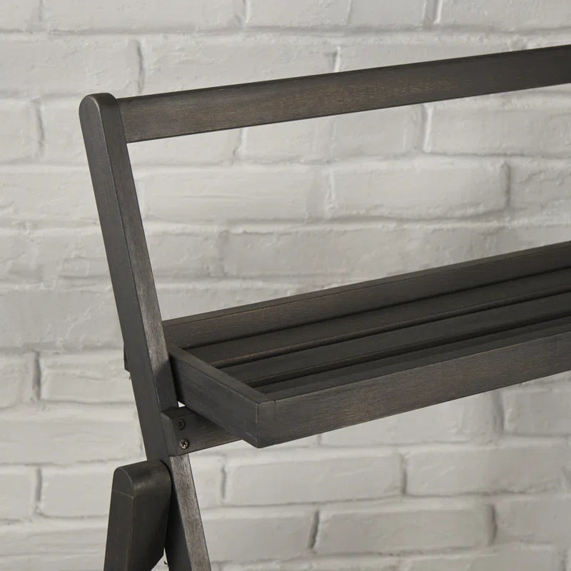 3-Tier Foldable Solid Wood Plant Stand – Black