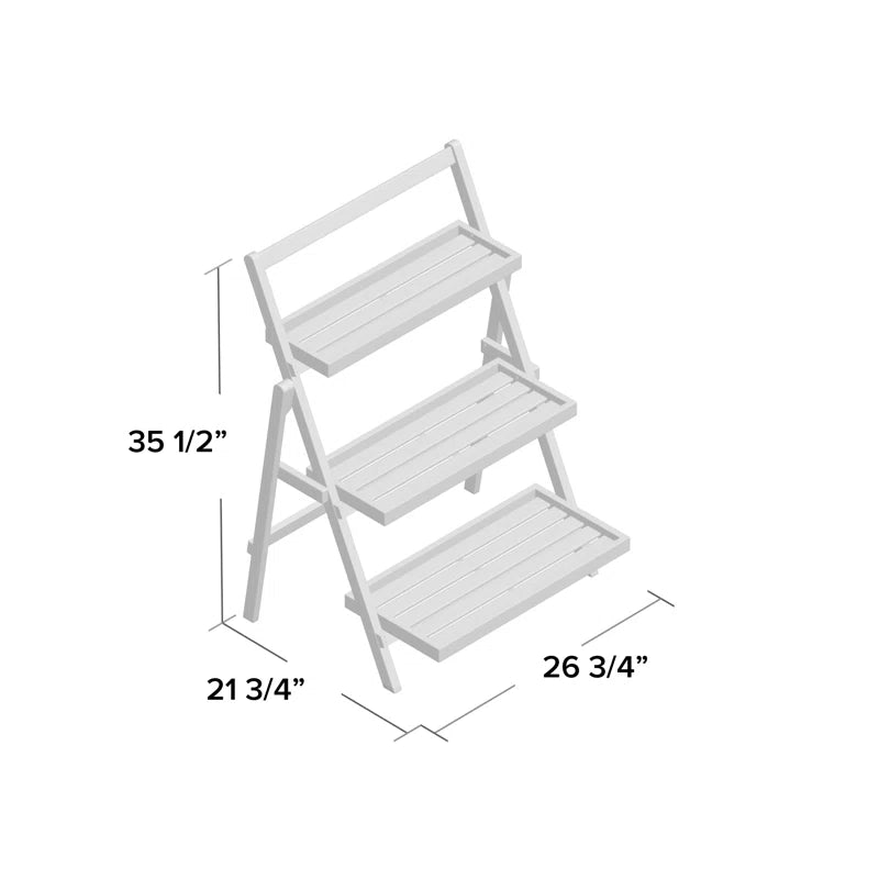 3-Tier Foldable Solid Wood Plant Stand – Black