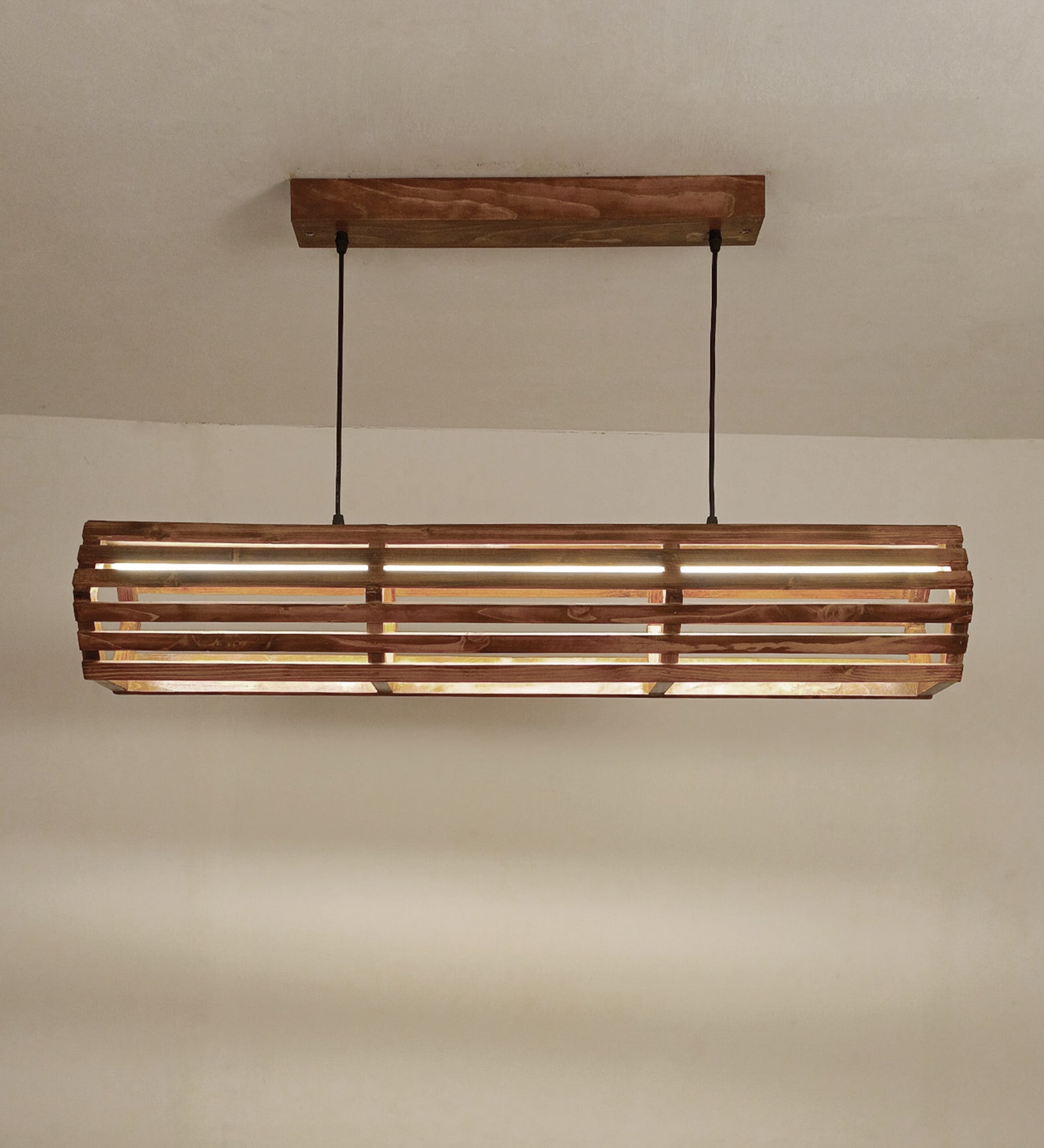 Flora 36 Baton Brown Wooden LED Hanging Lamp