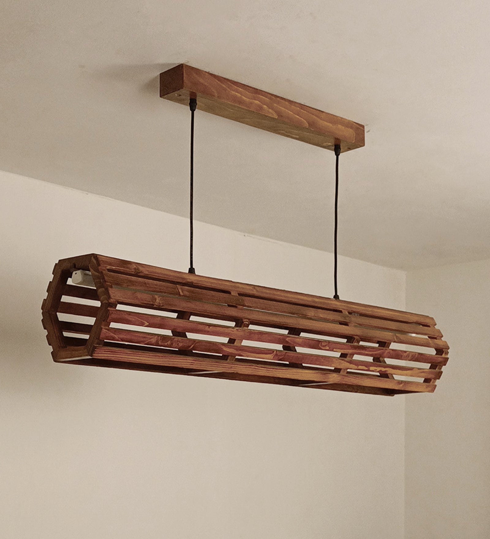 Flora 36 Baton Brown Wooden LED Hanging Lamp