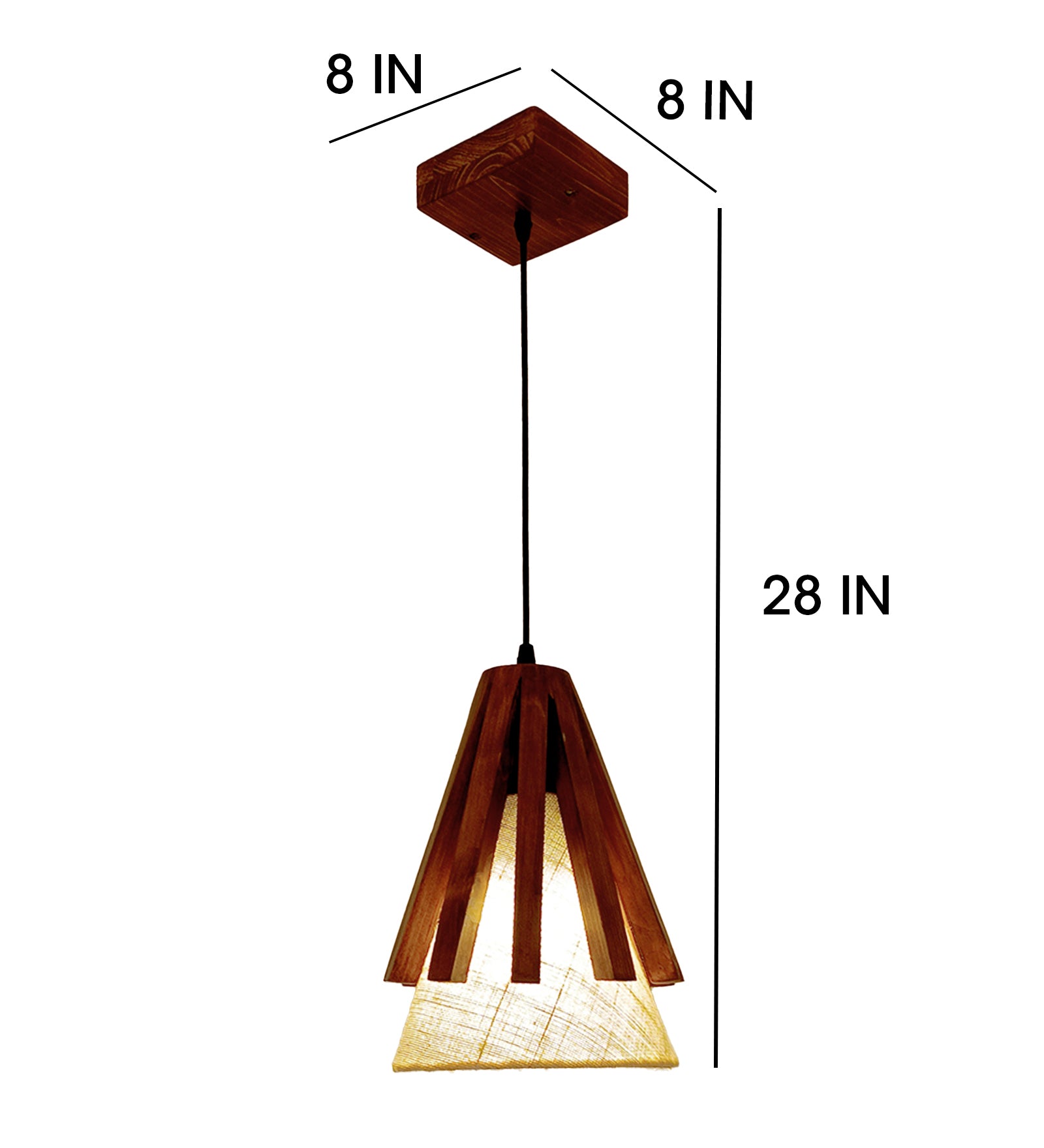 Flue Brown Wooden Single Hanging Lamp (BULB NOT INCLUDED)