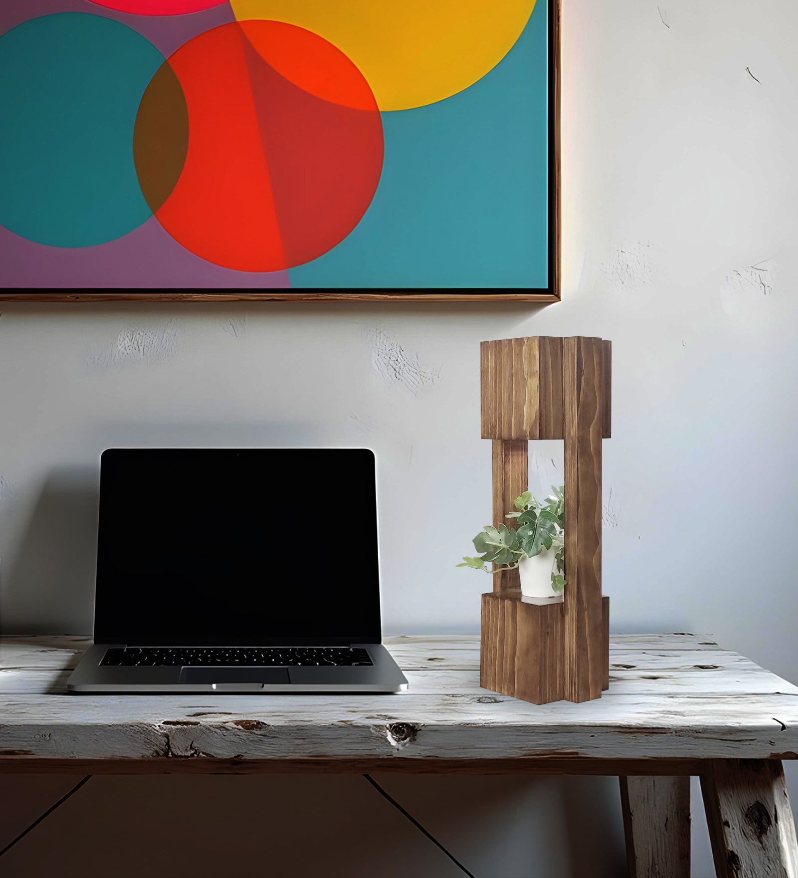 Disperse Wooden Table Lamp with Brown Base