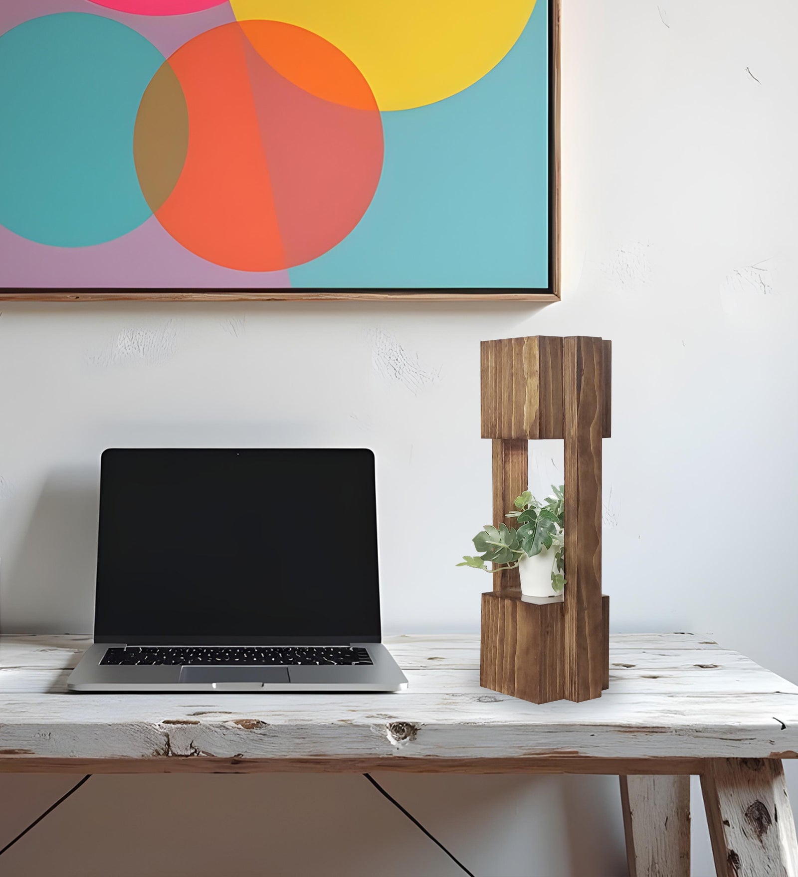 Focus Wooden Table Lamp with Brown Base